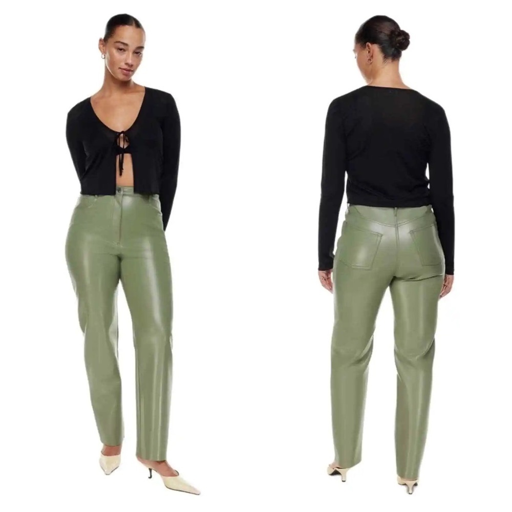 Aritzia Wilfred Leather Pants sage green